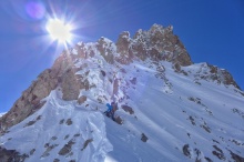 Gasherbrum 4. Začetek SZ grebena (6500 m).